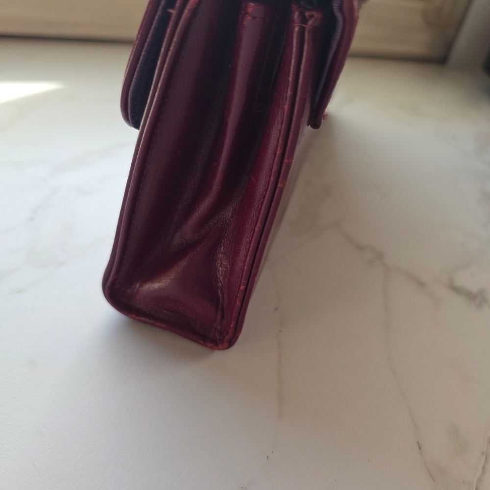 Rolfs Burgundy Leather Envelope Clutch with Gold-Tone Lock - Picture 8 of 8